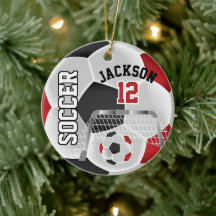 Black and Red Personalize Soccer Ball