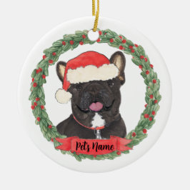 Ornamento De Cerâmica Black Brindle Frenchie French Buldogue Personaliza