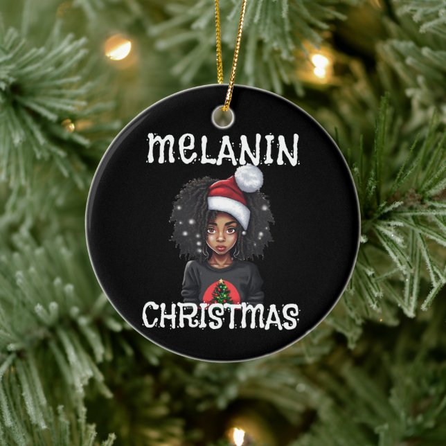 Ornamento De Cerâmica Black Girl Christmas Magic Melanin Ugly Xmas Sweat (Árvore)