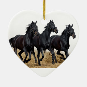 Ornamento De Cerâmica Black horse