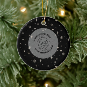 Ornamento De Cerâmica Black Jolly Christmas Business Logo (Parabéns negr
