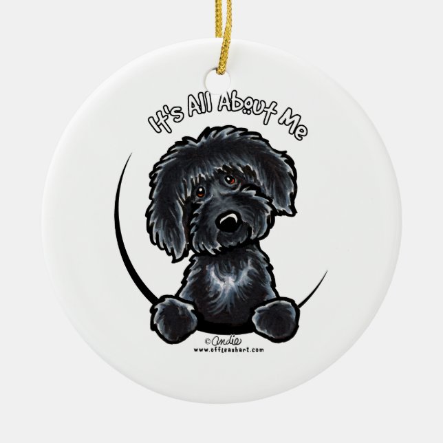 Ornamento De Cerâmica Black Labradodle IAAM (Frente)