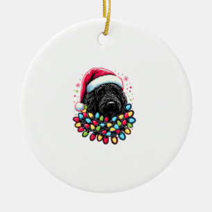 Ornamento De Cerâmica Black Labradoodle Árvore de Natal Xmas Luz Doodal