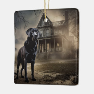 Ornamento De Cerâmica Black Labrador Halloween Scary