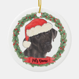 Ornamento De Cerâmica Black Labrador Personalizado
