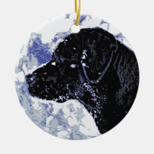 Ornamento De Cerâmica Black Labrador - Wonderland de inverno