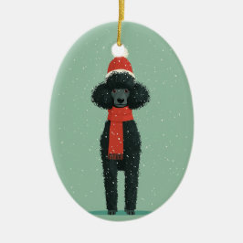 Ornamento De Cerâmica Black Poodle Holiday Keepsake