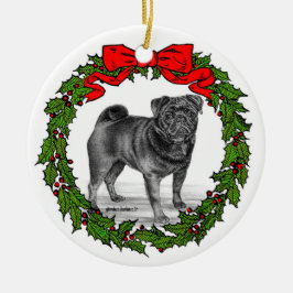 Ornamento De Cerâmica Black Pug Dog Art de Glenda S. Harlan