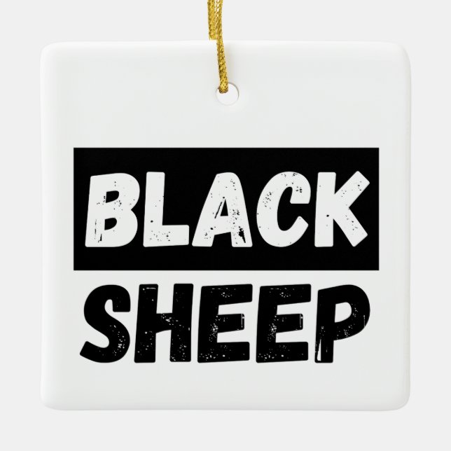 Ornamento De Cerâmica Black Sheep Bold Distressed Rebel Streetwear Art (Frente)