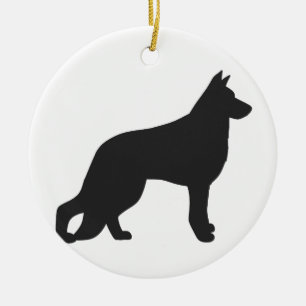 Ornamento De Cerâmica Black silhouette of German Shepherd dog