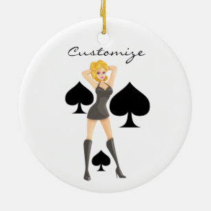 Ornamento De Cerâmica Black Spades Loira Rainha Thunder_Cove