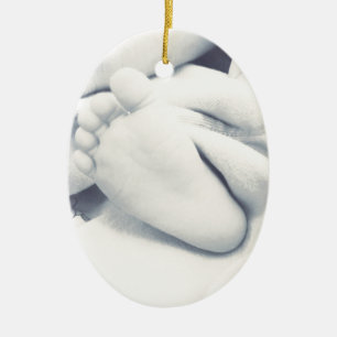 Ornamento De Cerâmica black white baby feet modern