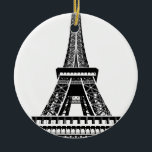Ornamento De Cerâmica Black White Eiffel Tower Paris França Art Trabalho<br><div class="desc">Trabalho de arte da Torre Eiffel de Paris preto e branco</div>