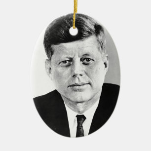 Ornamento De Cerâmica Black & White Jack JFK John F. Kennedy