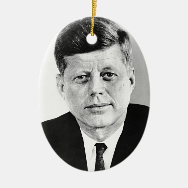 Ornamento De Cerâmica Black & White Jack JFK John F. Kennedy (Frente)