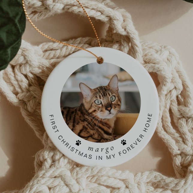 Ornamento De Cerâmica BLAIR Modern 1rua Natal Cat ou Pet Photo (Criador carregado)