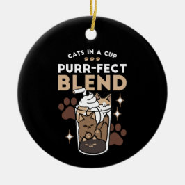 Ornamento De Cerâmica Blend Puro: Design de café para Cat & Café