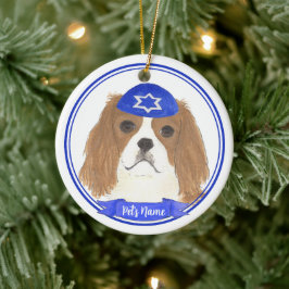 Ornamento De Cerâmica Blenheim Cavalier Hanukkah Yarmulke Personalizado