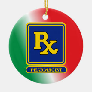 Ornamento De Cerâmica Blindagem do Farmacêutico RX Personalizada