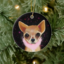 Ornamento De Cerâmica Bling Chihuahua