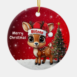 Ornamento De Cerâmica Blitzen Baby Deer, Fawn, Doe, Reindeer🦌 🎄