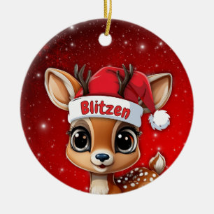 Ornamento De Cerâmica Blitzen Bebê Cervo, Filhote, Corça, Rena🦌 🎄