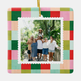 Ornamento De Cerâmica Bloco de cores feliz e brilhante