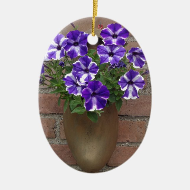 Ornamento De Cerâmica Blogue Holandês com Violeta Azul Roxo na Parede (Frente)