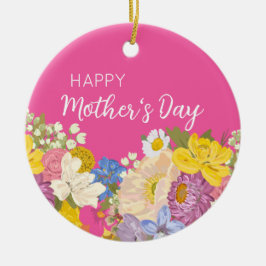 Ornamento De Cerâmica Blogues Florais de Dia de as mães Felizes