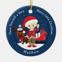 Ornamento De Cerâmica Blonde Boy Elf