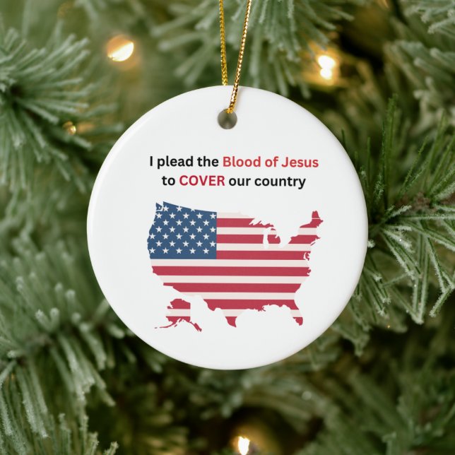 Ornamento De Cerâmica Blood of Jesus to Cover Our Country - round  (Árvore)