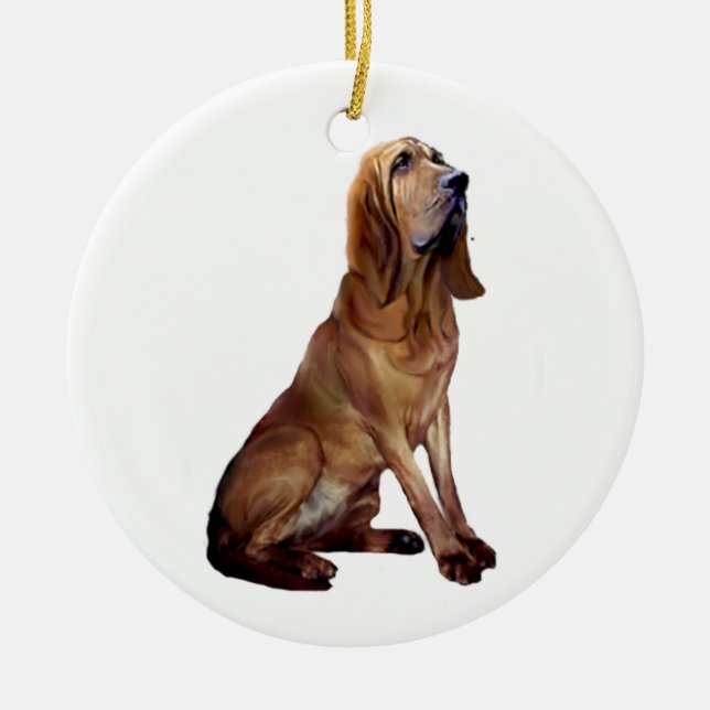 Ornamento De Cerâmica Bloodhound (B) - Sentado (Frente)