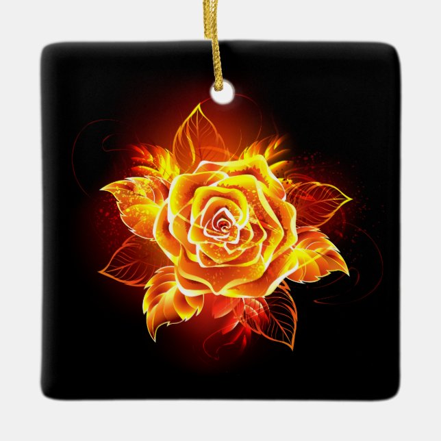 Ornamento De Cerâmica Blooming Fire Rosa (Frente)