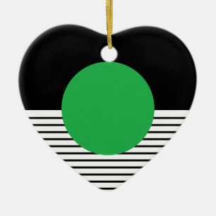 Ornamento De Cerâmica Bloqueio Branco Preto e Círculo Verde