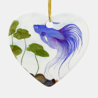 Ornamento De Cerâmica Blue Betta Fish