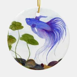 Ornamento De Cerâmica Blue Betta Fish