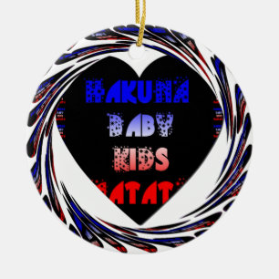 Ornamento De Cerâmica Blue Black Hakuna Matata Baby Kids Design.png