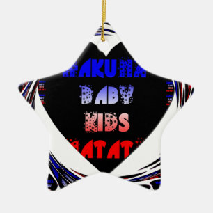 Ornamento De Cerâmica Blue Black Hakuna Matata Baby Kids Design.png