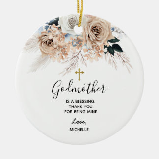 Ornamento De Cerâmica Blue Boho Floral Godman Keepape