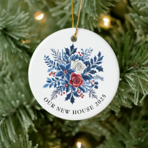 Ornamento De Cerâmica Blue Chinoiserie Novo Natal