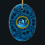 ORNAMENTO DE CERÂMICA BLUE DAHLIA SAPPHIRE MONOGRAMA<br><div class="desc">Uma joia elegante,  colorida e única,  com um inativo brilhante de pedra safira. Modelagem e renderização de enfermeiras muito precisas no 3D Studio Max por parte de Búlgaro Lumini .Part da série Hyper Talismans.</div>