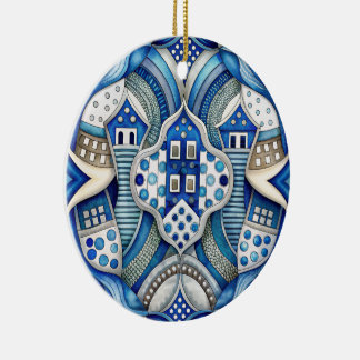 Ornamento De Cerâmica  Blue Design Art Collection