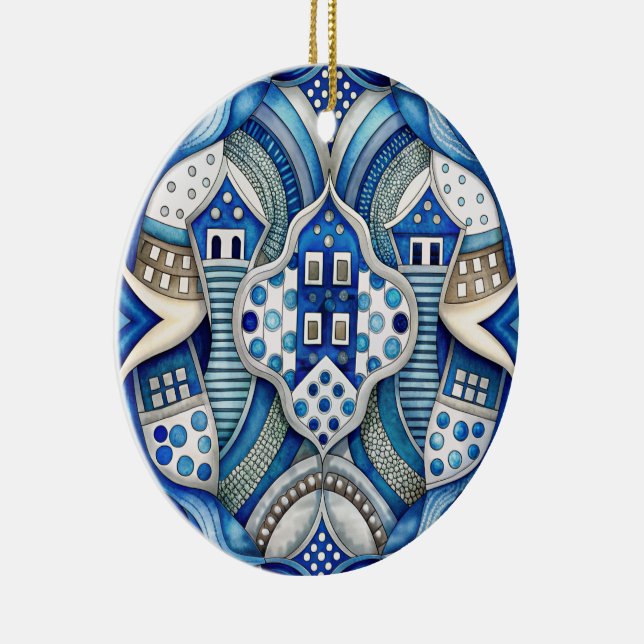 Ornamento De Cerâmica  Blue Design Art Collection (Direito )