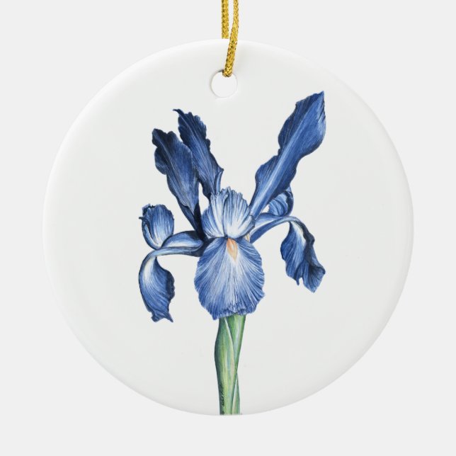 Ornamento De Cerâmica Blue Dutch Iris - (Frente)