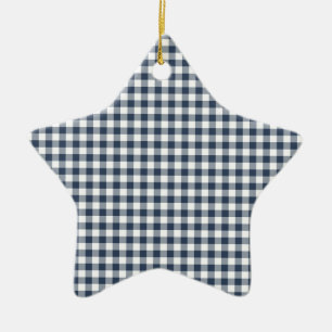 Ornamento De Cerâmica Blue Gingham