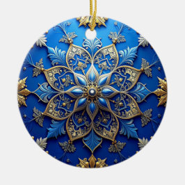 Ornamento De Cerâmica Blue Gold Decorative Holiday Ornament