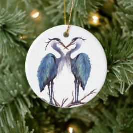 Ornamento De Cerâmica Blue Heron Ornament