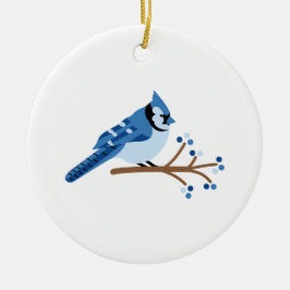 Ornamento De Cerâmica Blue Jay de inverno