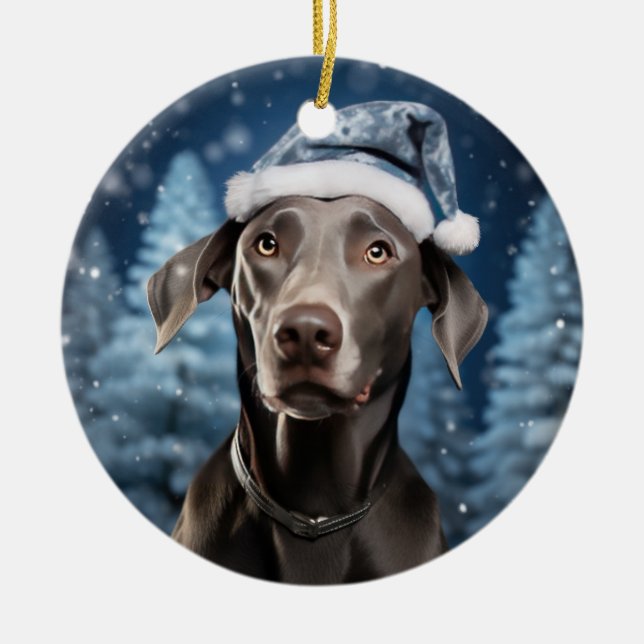 Ornamento De Cerâmica Blue Lacy Dog Christmas Keepsaname (Frente)