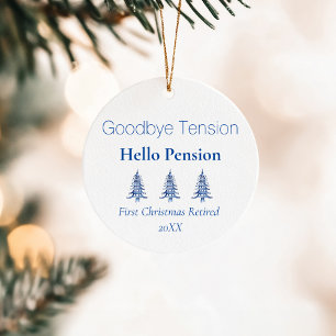 Ornamento De Cerâmica Blue Pagoda Árvores de Natal, aposentadoria 1-foto